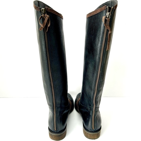 Anthropologie Schuler & Sons Whipstitched Knee High Riding Boots Black Leather 9 - Picture 12 of 15